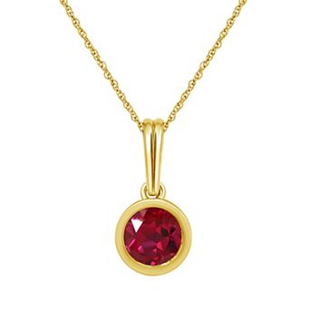 Jewelexcess 14k Gold over Sterling Silver Gemstone Round Bezel-Set Pendant Necklace
