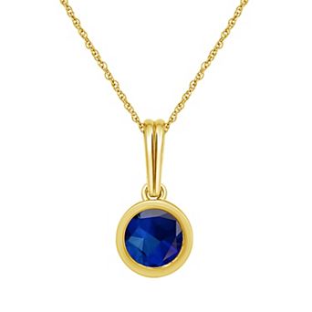 Jewelexcess 14k Gold over Sterling Silver Gemstone Round Bezel-Set Pendant Necklace
