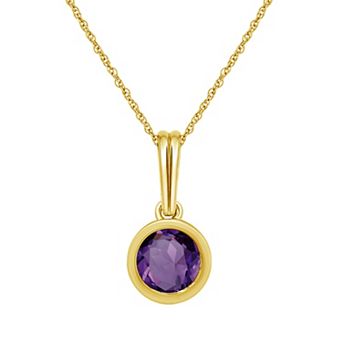 Jewelexcess 14k Gold over Sterling Silver Gemstone Round Bezel-Set Pendant Necklace