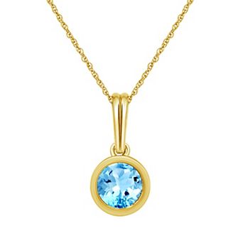 Jewelexcess 14k Gold over Sterling Silver Gemstone Round Bezel-Set Pendant Necklace