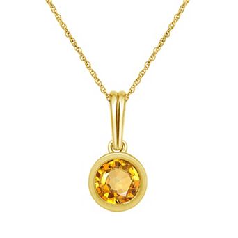 Jewelexcess 14k Gold over Sterling Silver Gemstone Round Bezel-Set Pendant Necklace
