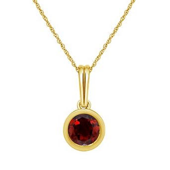 Jewelexcess 14k Gold over Sterling Silver Gemstone Round Bezel-Set Pendant Necklace