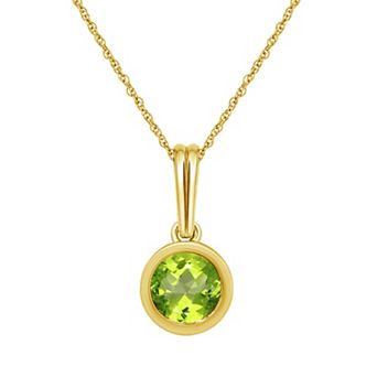 Jewelexcess 14k Gold over Sterling Silver Gemstone Round Bezel-Set Pendant Necklace