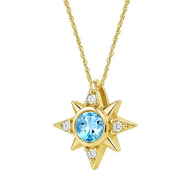 Jewelexcess 14k Gold over Sterling Silver Multi-Gemstone Starburst Pendant Necklace