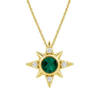 Jewelexcess 14k Gold over Sterling Silver Multi-Gemstone Starburst Pendant Necklace