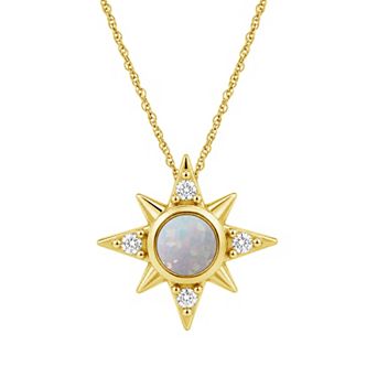 Jewelexcess 14k Gold over Sterling Silver Multi-Gemstone Starburst Pendant Necklace