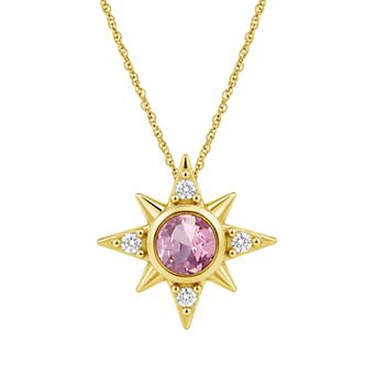 Jewelexcess 14k Gold over Sterling Silver Multi-Gemstone Starburst Pendant Necklace