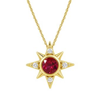 Jewelexcess 14k Gold over Sterling Silver Multi-Gemstone Starburst Pendant Necklace