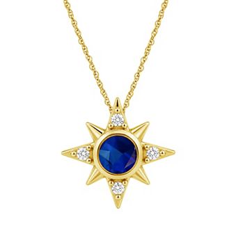 Jewelexcess 14k Gold over Sterling Silver Multi-Gemstone Starburst Pendant Necklace