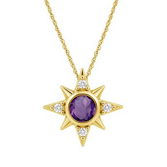 Jewelexcess 14k Gold over Sterling Silver Multi-Gemstone Starburst Pendant Necklace