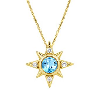 Jewelexcess 14k Gold over Sterling Silver Multi-Gemstone Starburst Pendant Necklace