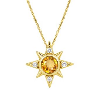 Jewelexcess 14k Gold over Sterling Silver Multi-Gemstone Starburst Pendant Necklace