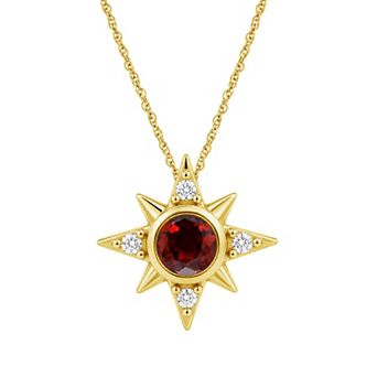 Jewelexcess 14k Gold over Sterling Silver Multi-Gemstone Starburst Pendant Necklace