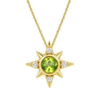 Jewelexcess 14k Gold over Sterling Silver Multi-Gemstone Starburst Pendant Necklace