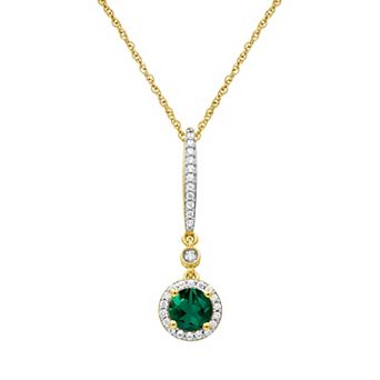 Jewelexcess 14k Gold Flash Plated Lab Created Gemstone Halo Pendant Necklace