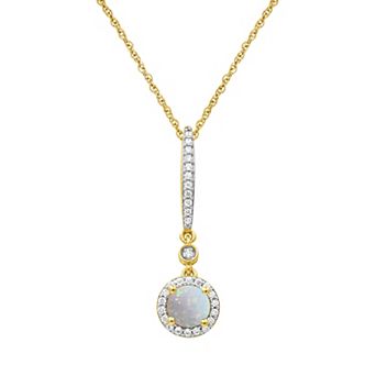 Jewelexcess 14k Gold Flash Plated Lab Created Gemstone Halo Pendant Necklace