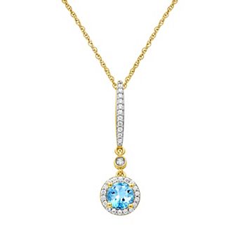 Jewelexcess 14k Gold Flash Plated Lab Created Gemstone Halo Pendant Necklace