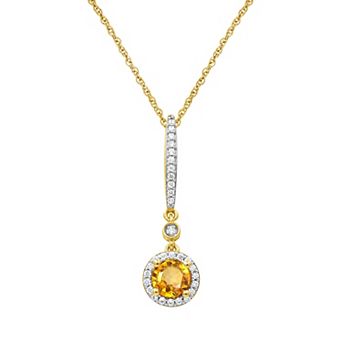 Jewelexcess 14k Gold Flash Plated Lab Created Gemstone Halo Pendant Necklace