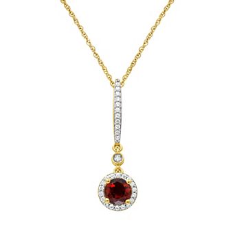 Jewelexcess 14k Gold Flash Plated Lab Created Gemstone Halo Pendant Necklace