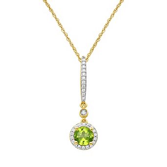 Jewelexcess 14k Gold Flash Plated Lab Created Gemstone Halo Pendant Necklace