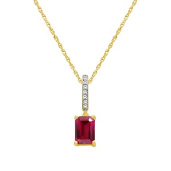 Jewelexcess 14K Gold Over Sterling Silver Lab Created Gemstone Pendant Necklace
