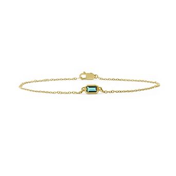 Jewelexcess 14k Gold Flash Plated Bezel-Set Gemstone Chain Bracelet