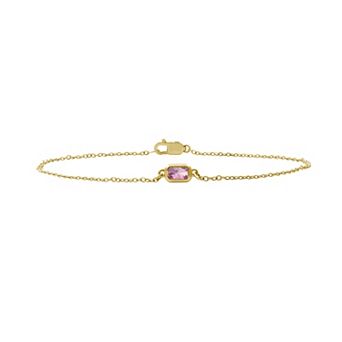 Jewelexcess 14k Gold Flash Plated Bezel-Set Gemstone Chain Bracelet