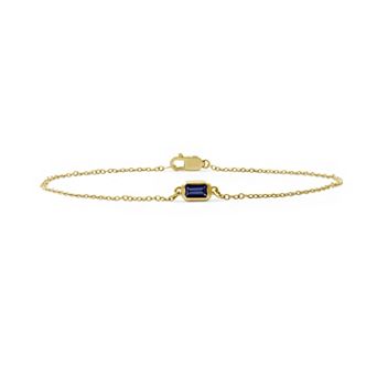 Jewelexcess 14k Gold Flash Plated Bezel-Set Gemstone Chain Bracelet