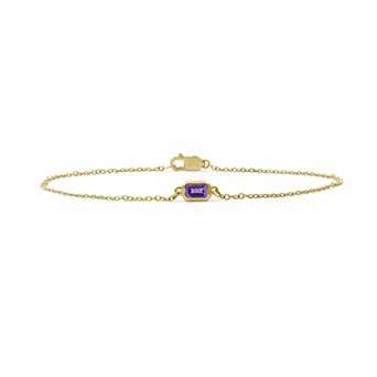 Jewelexcess 14k Gold Flash Plated Bezel-Set Gemstone Chain Bracelet