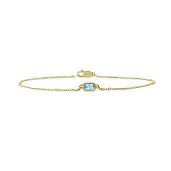 Jewelexcess 14k Gold Flash Plated Bezel-Set Gemstone Chain Bracelet