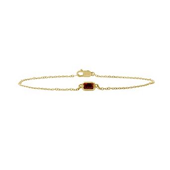 Jewelexcess 14k Gold Flash Plated Bezel-Set Gemstone Chain Bracelet