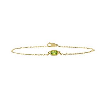 Jewelexcess 14k Gold Flash Plated Bezel-Set Gemstone Chain Bracelet