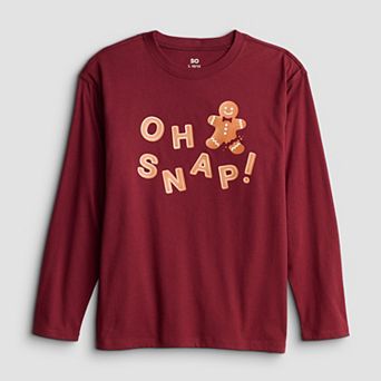 Girls 6-20 SO® Long Sleeve Oversized Holiday Graphic Tee in Regular & Plus Size