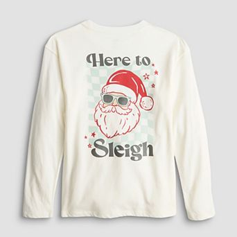 Girls 6-20 SO® Long Sleeve Oversized Holiday Graphic Tee in Regular & Plus Size