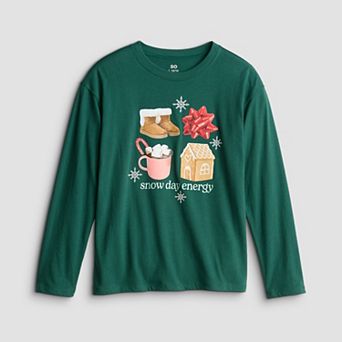 Girls 6-20 SO® Long Sleeve Oversized Holiday Graphic Tee in Regular & Plus Size