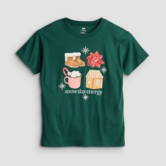 Girls 6-20 SO® Short Sleeve Oversized Holiday Graphic Tee in Regular & Plus Size