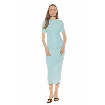 Women's ALEXIA ADMOR Short Sleeve Ruched Midi Dress