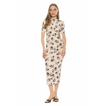 Women's ALEXIA ADMOR Short Sleeve Ruched Midi Dress