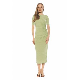 Women's ALEXIA ADMOR Short Sleeve Ruched Midi Dress