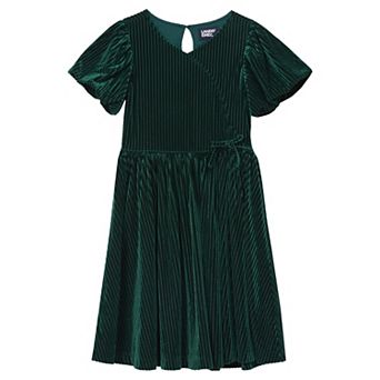 Girls 7-16 Lands' End Bubble Sleeve Velour Dress