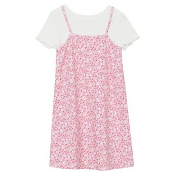 Girls Lands' 2-16 End Floral Slip Dress With Ribbed Knit Tee Set