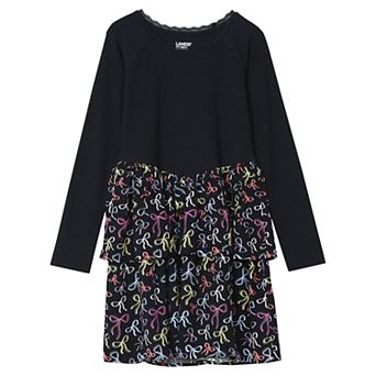Girls 2-16 Lands' End Long Sleeve Ribbed Tiered Dress