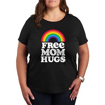 Plus Size Free Mom Hugs Pride Graphic Tee