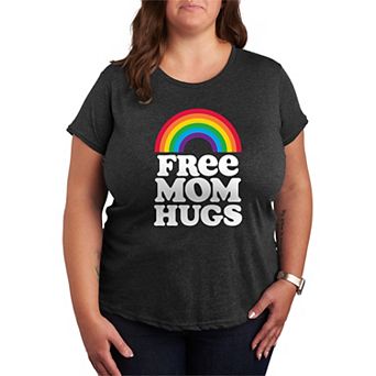 Plus Size Free Mom Hugs Pride Graphic Tee