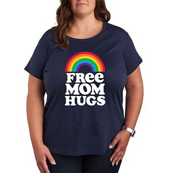Plus Size Free Mom Hugs Pride Graphic Tee