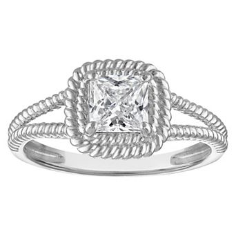 Lab Luxury Sterling Silver 1/4 Carat T.W. Lab-Grown Diamond Cushion-Cut Ring