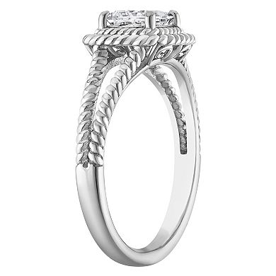 Lab Luxury Sterling Silver 1/4 Carat T.W. Lab-Grown Diamond Cushion-Cut Ring