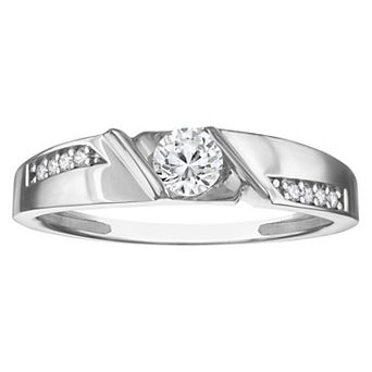Lab Luxury Men's Sterling Silver 1/2 Carat T.W. Lab-Grown Diamond Round Ring