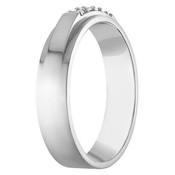 Lab Luxury Men's Sterling Silver 1/10 Carat T.W. Lab-Grown Diamond Ring