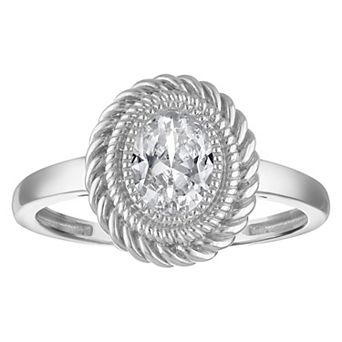 Lab Luxury Sterling Silver 1 Carat T.W. Lab-Grown Diamond Oval Ring